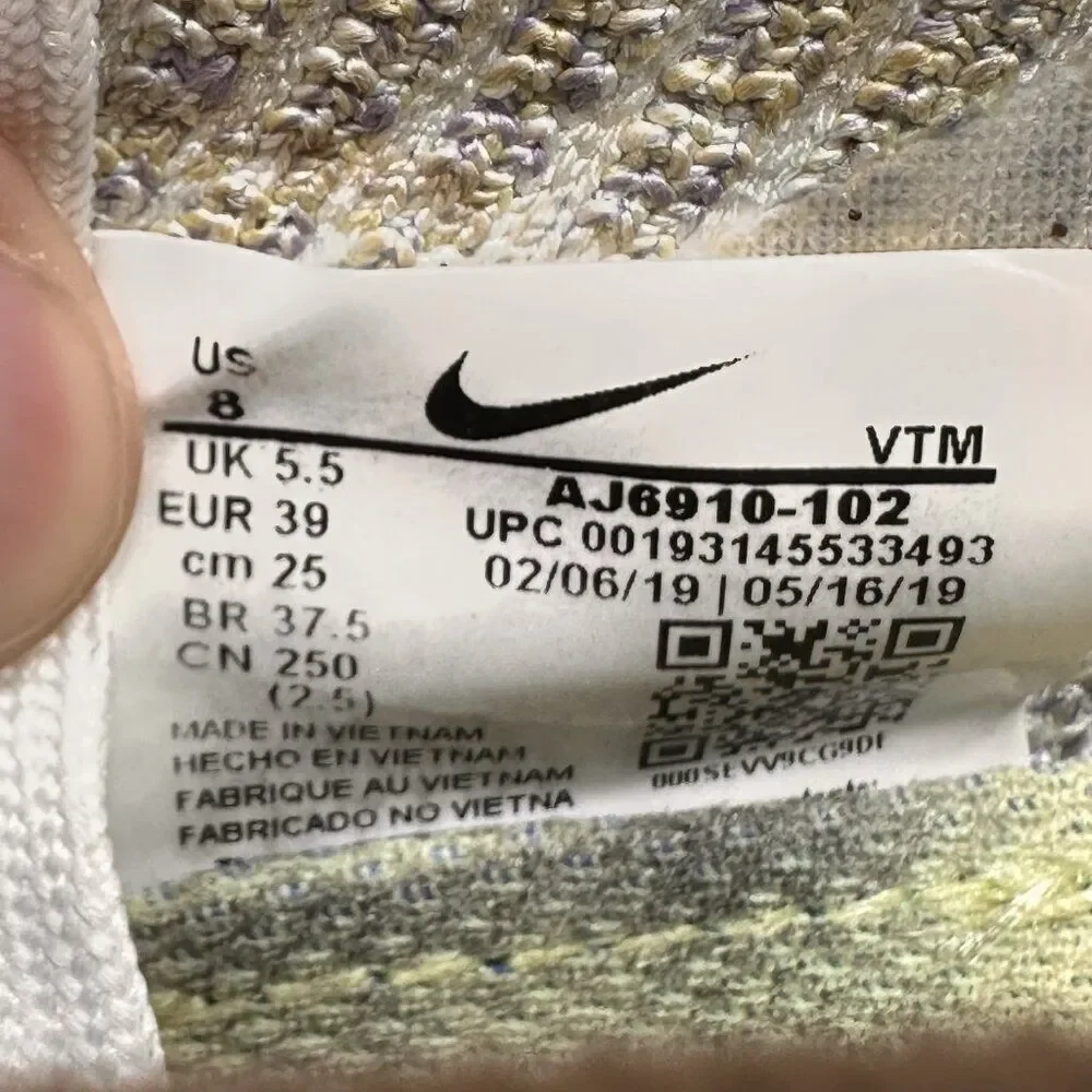 Womens Size 8 Nike Air VaporMax Flyknit 3 Shoes True White‎ Running Sneakers